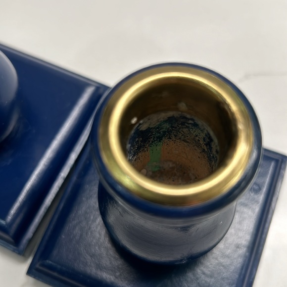 🌻4/$20 VTG Wooden Blue Taper Candleholders Hand Made  Polarco Inc. - Picture 6 of 11